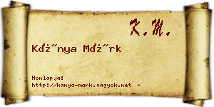 Kánya Márk névjegykártya