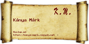Kánya Márk névjegykártya